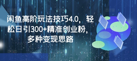 闲鱼高阶玩法技巧4.0，轻松日引300+精准创业粉，多种变现思路-朝夕创社